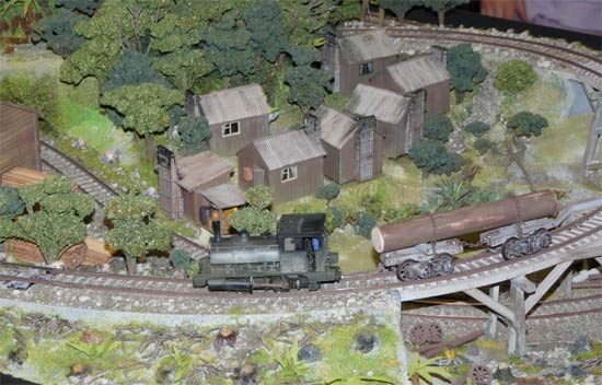 Train towing log around track